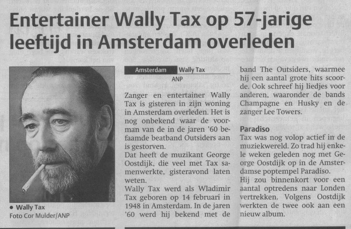 Wally Tax krant