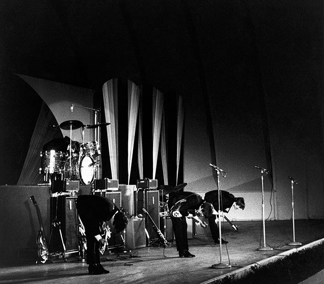 The Beatles bij hun op 3 augustus 1964 in de Hollywood Bowl © Getty Images